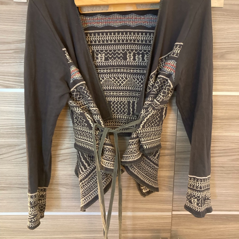 Johnny Was Black and Cream Patterned Hoodie